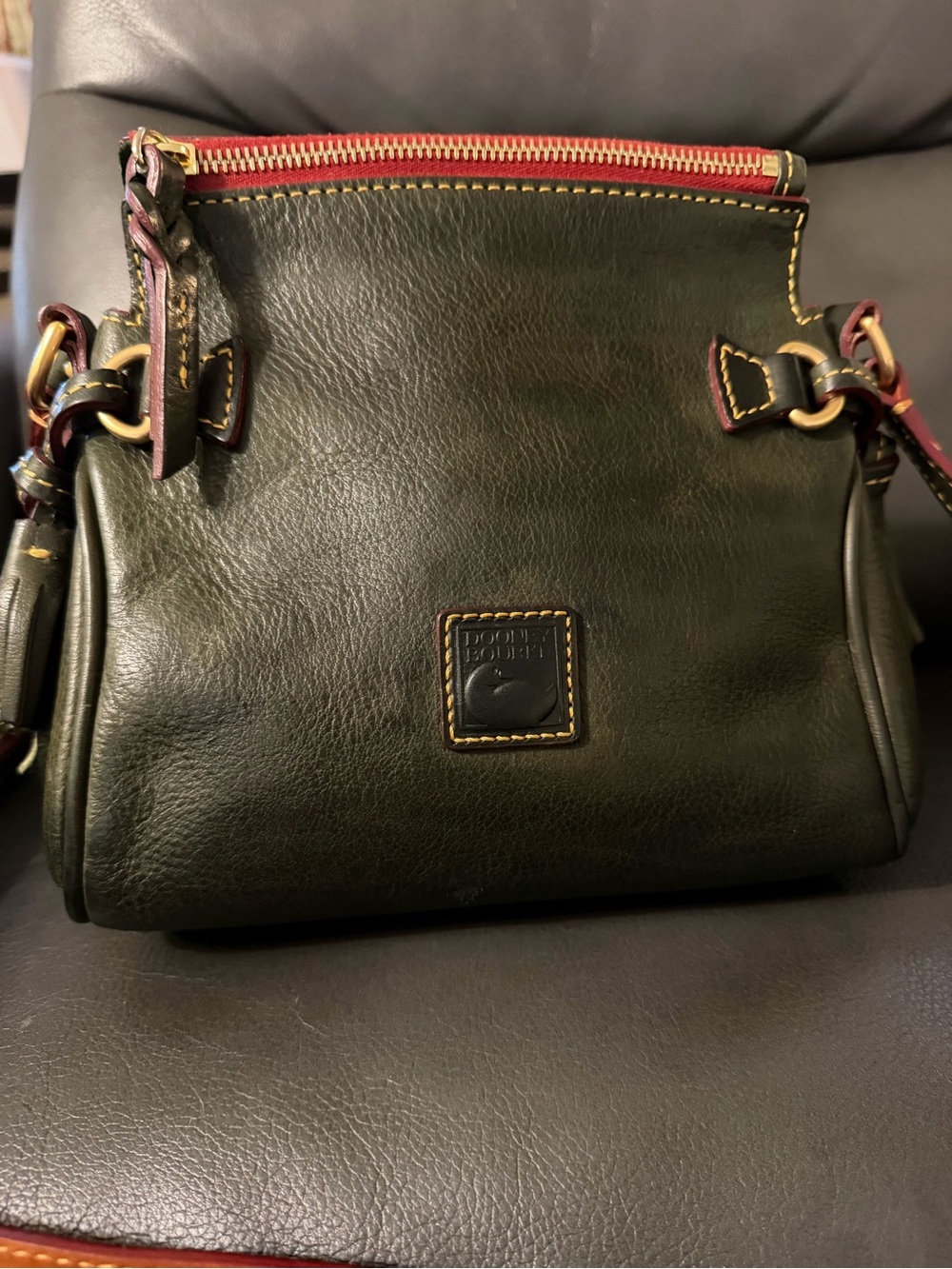 Dooney & Bourke Florentine Olive  Green Leather Mini Shoulder/Crossbody Purse